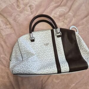 Guess Elegant White and Brown Women's Handbag
